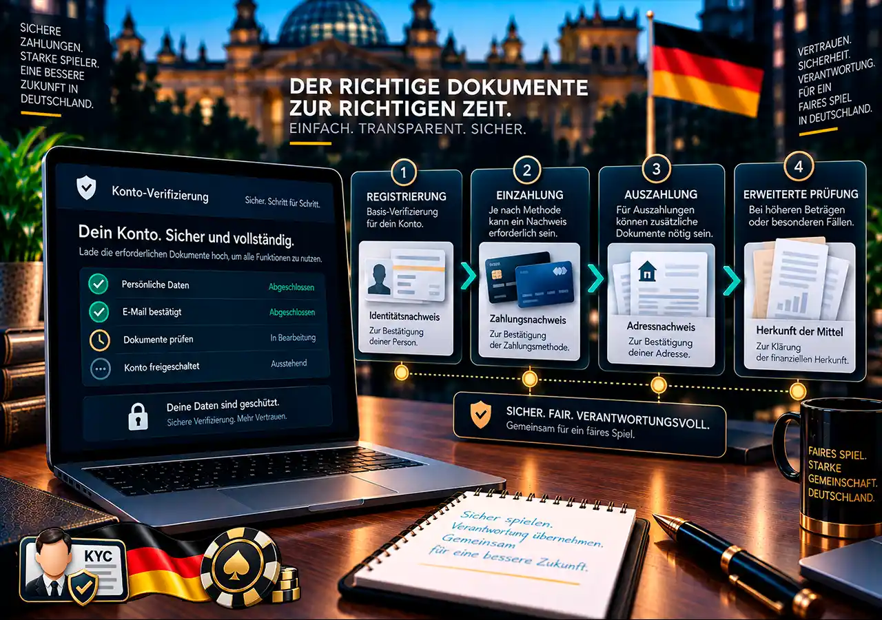Zeitplan zeigt, wann Identitäts-, Adress-, Zahlungs- und Herkunftsnachweise verlangt werden können.