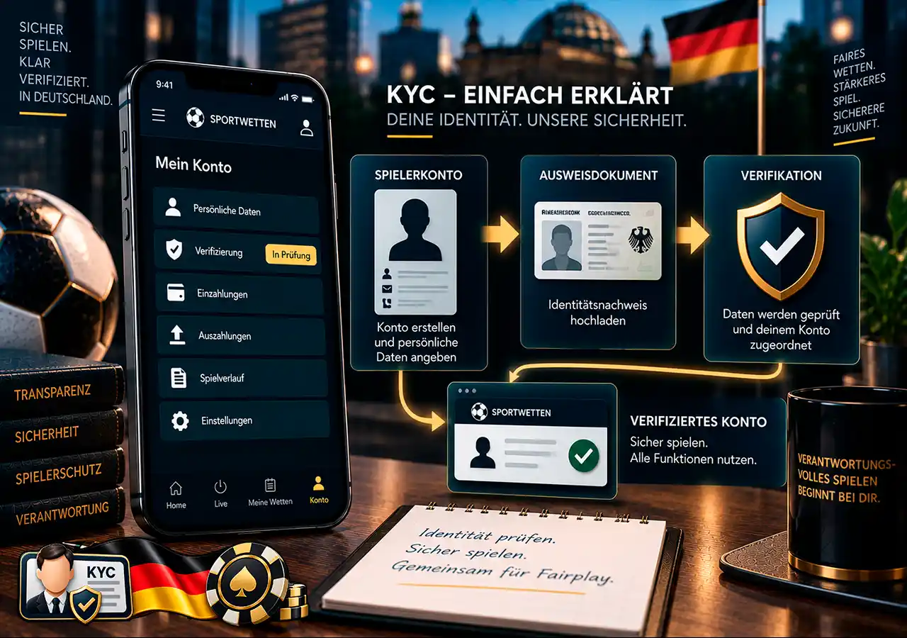 KYC einfach erklärt mit Spielerprofil, Identitätsdokument und bestätigter Datenprüfung.