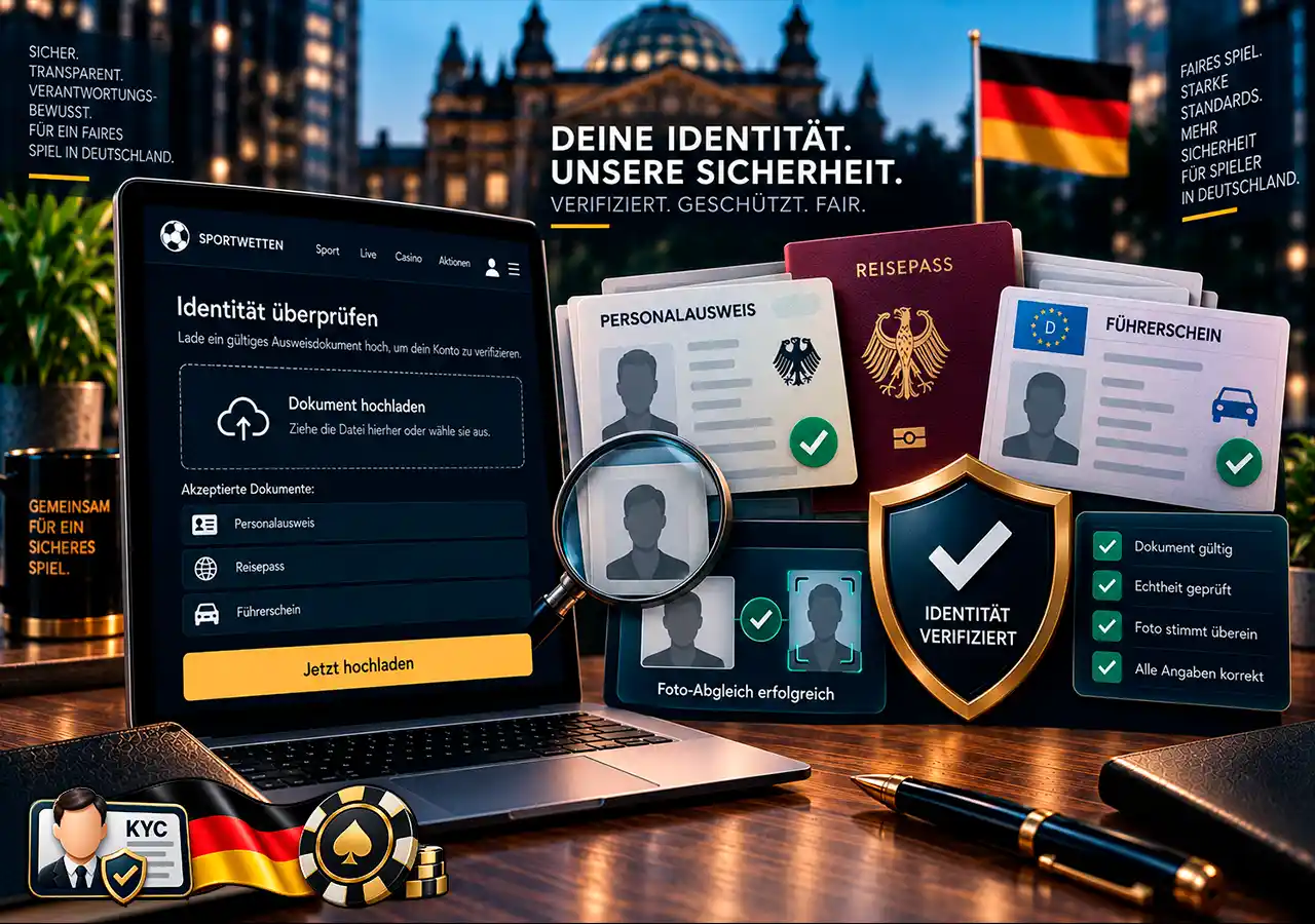 Identitätsnachweis für KYC mit Personalausweis, Reisepass und Führerschein.