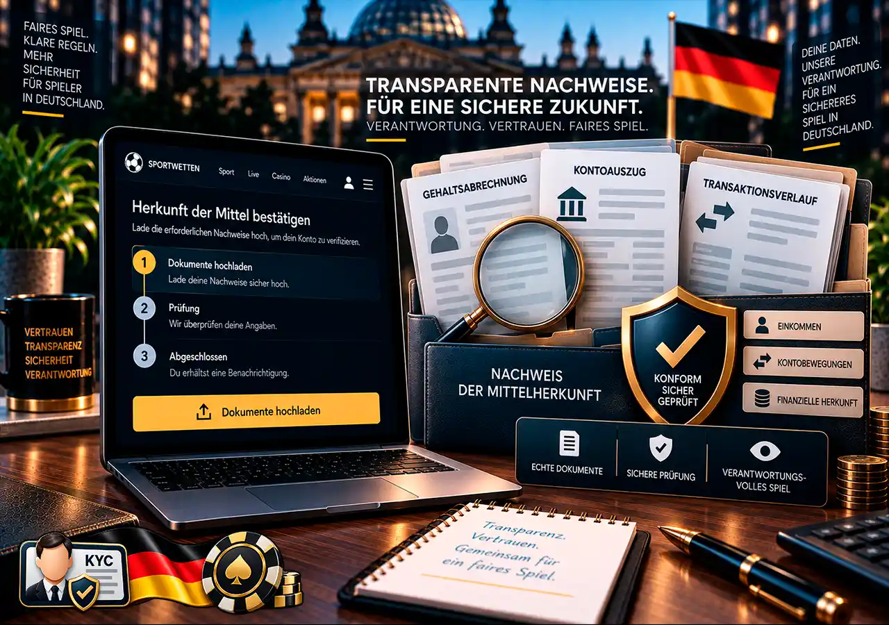 Herkunftsnachweis mit Bankunterlagen, Finanzhistorie und zusätzlichen Belegen zur Mittelherkunft.