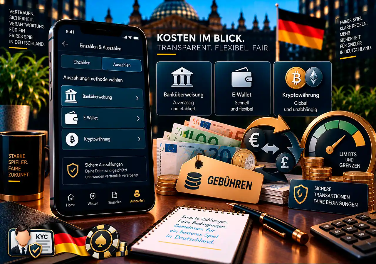 Gebühren, Limits und Wechselkurse mit Euro, Grenzwertanzeige und verschiedenen Zahlungswegen.